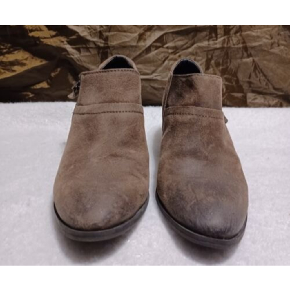 Franco Sarto Greco Distressed Brown Suede Zipper Booties Boots Women US 6.5 USED